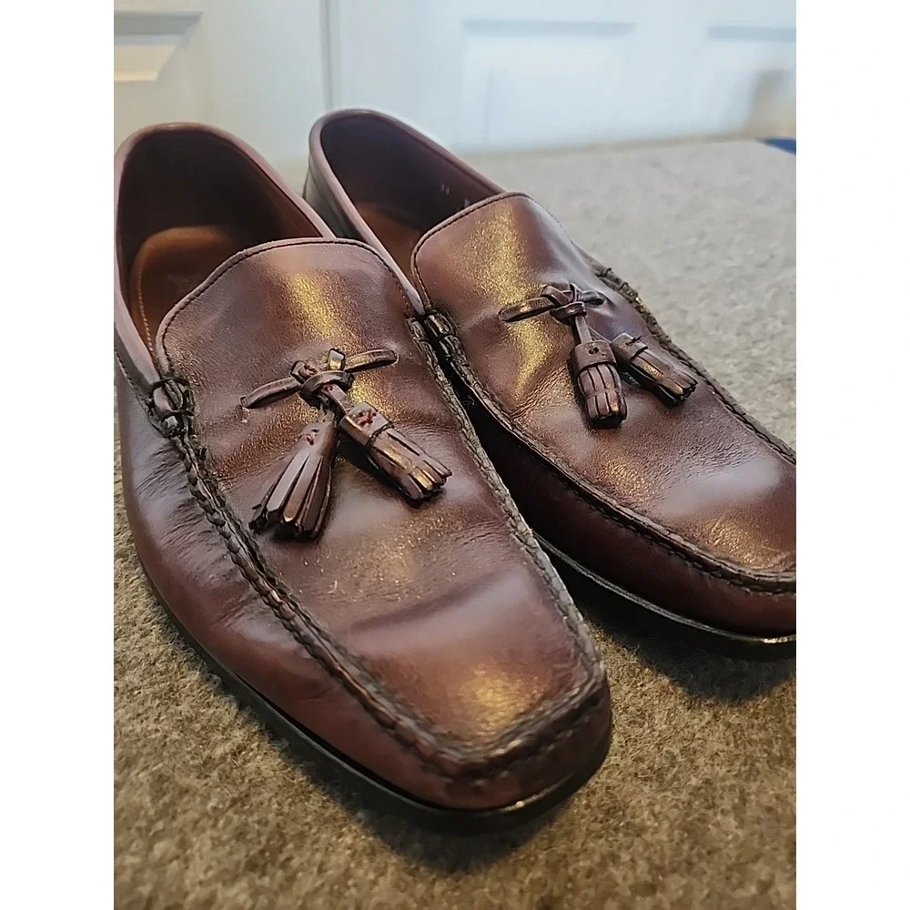 Allen Edmonds Saratoga Tassel Loafers Men's 11 Burgundy Leather Made in The USA‎